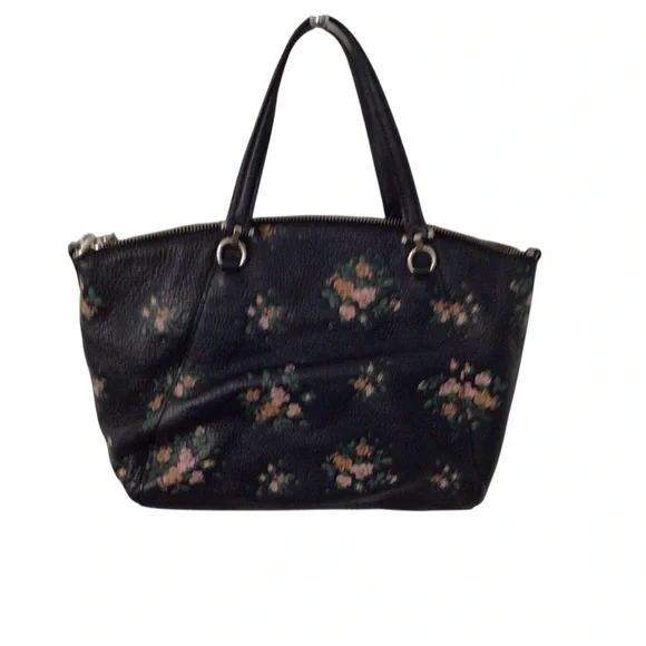 Coach Dark Floral Leather Shoulder Bag - Picture 2 of 16